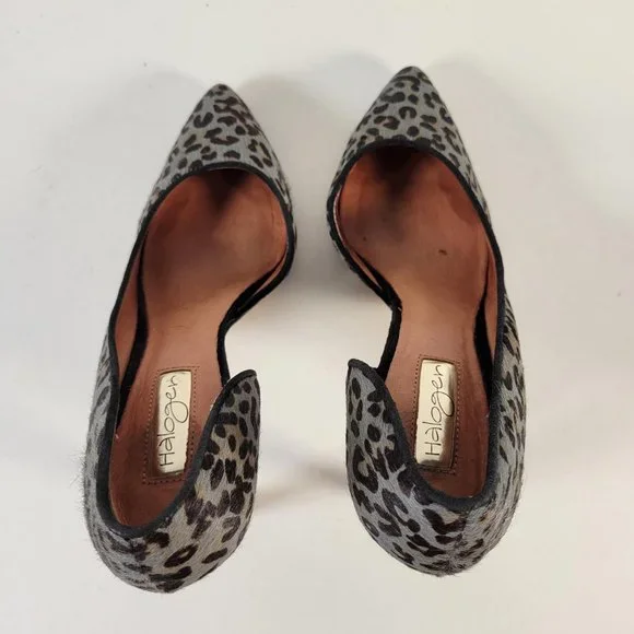 Halogen Gray Animal Print Calf Fur Suede Stiletto Pump Heels Women Size 7W - Picture 6 of 11